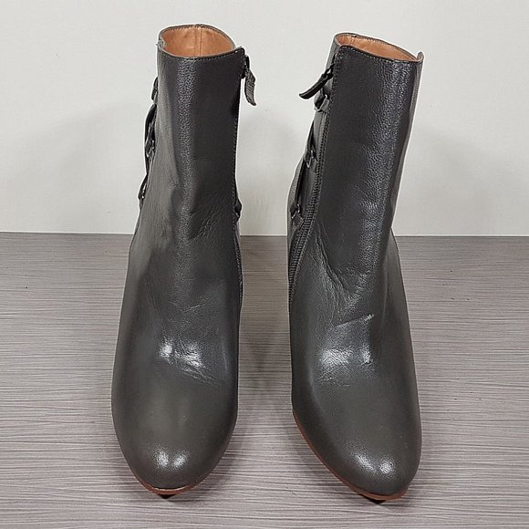 Halogen 'Sadee' Lace-Up Almond Toe Bootie, Grey Leather, Womens Size 9.5 M - Picture 2 of 11